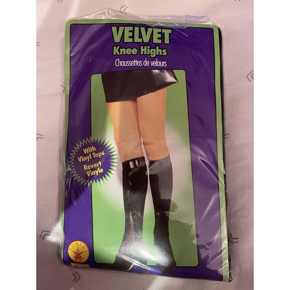 VELVET KNEE HIGHS RUBIES ONE SIZE FITS ALL‎ ADULT Black Cosplay Halloween